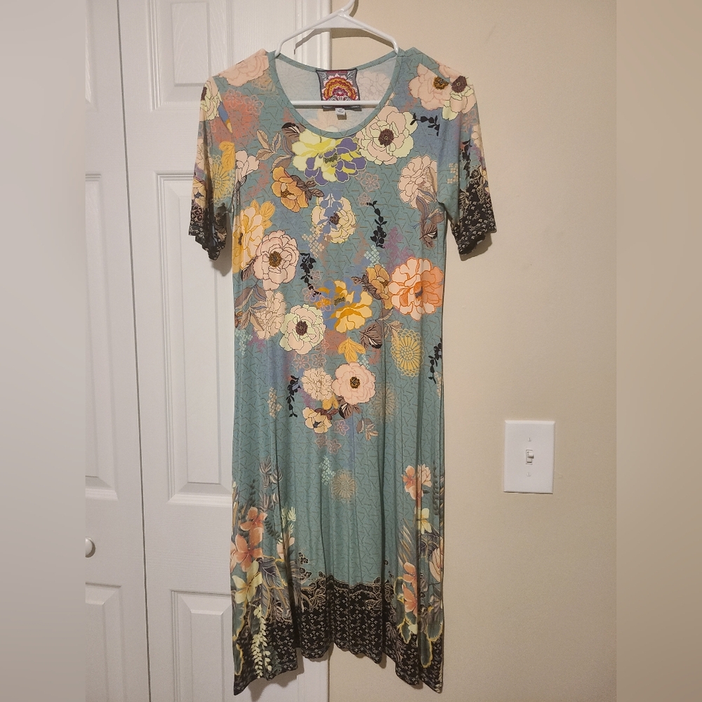 Johnny Was Multicolor Floral Midi Dress XS
